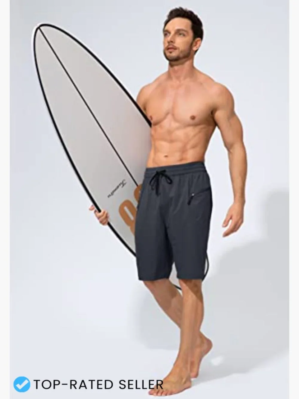 Men's Board Shorts Quick Dry Swim Trunks with Zipper Pockets UPF 50